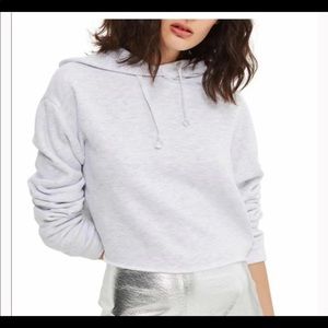 Topshop heather grey cropped hoodie